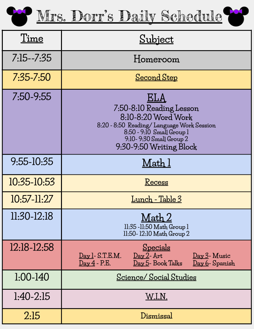 Our Schedule